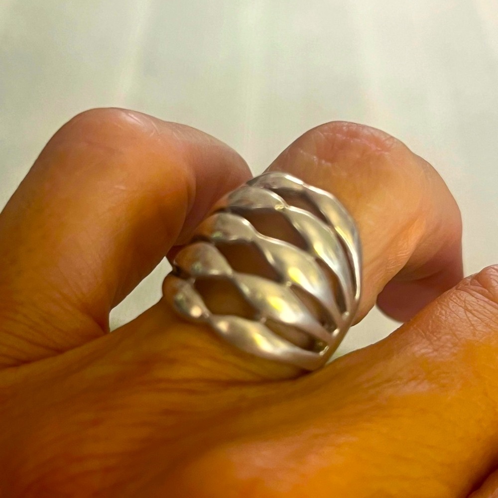 Sterling silver ring, vintage five row band sz 6